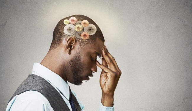 Man thinking hard
